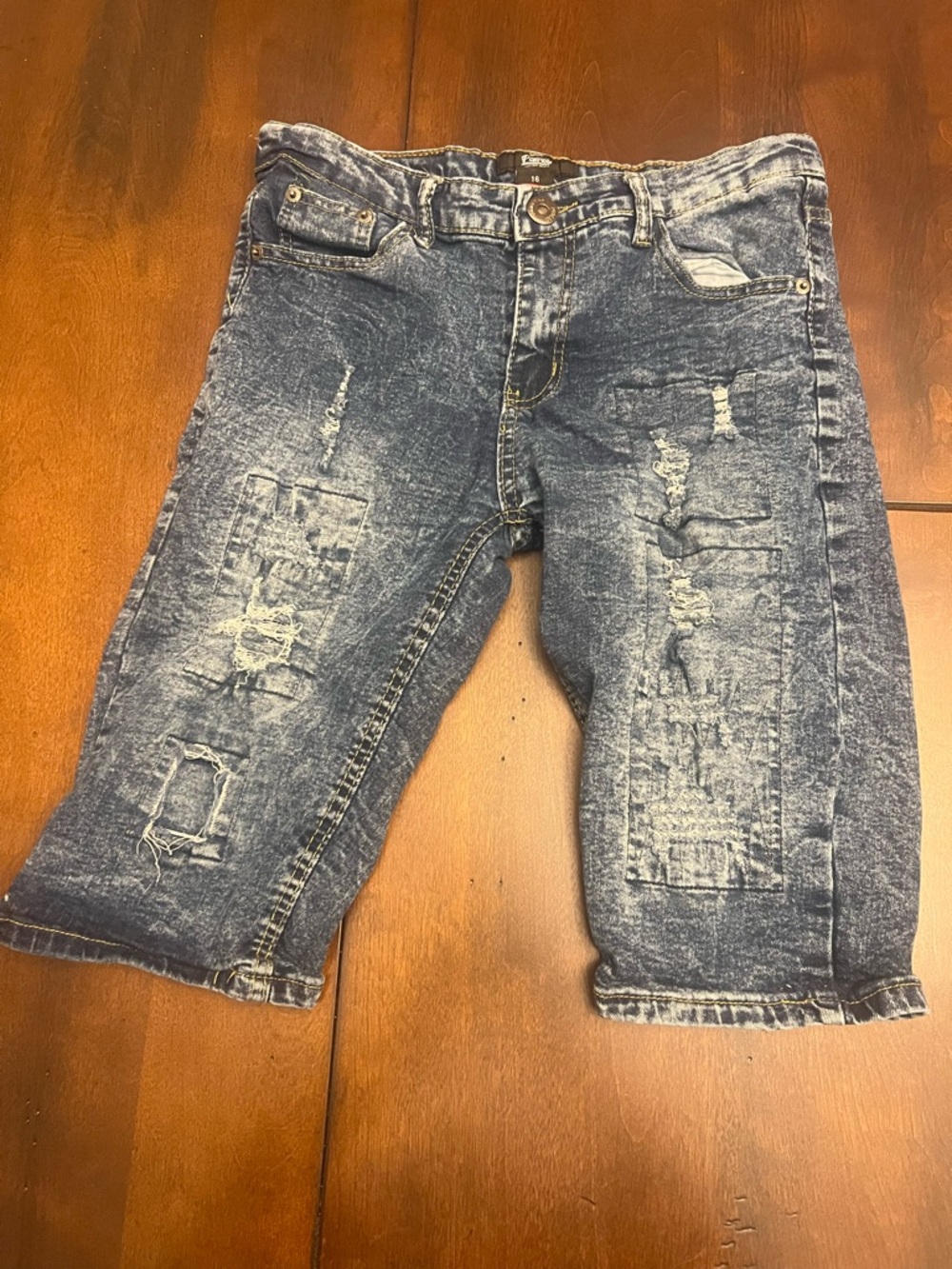 Kids Distressed Denim Shorts - Blue